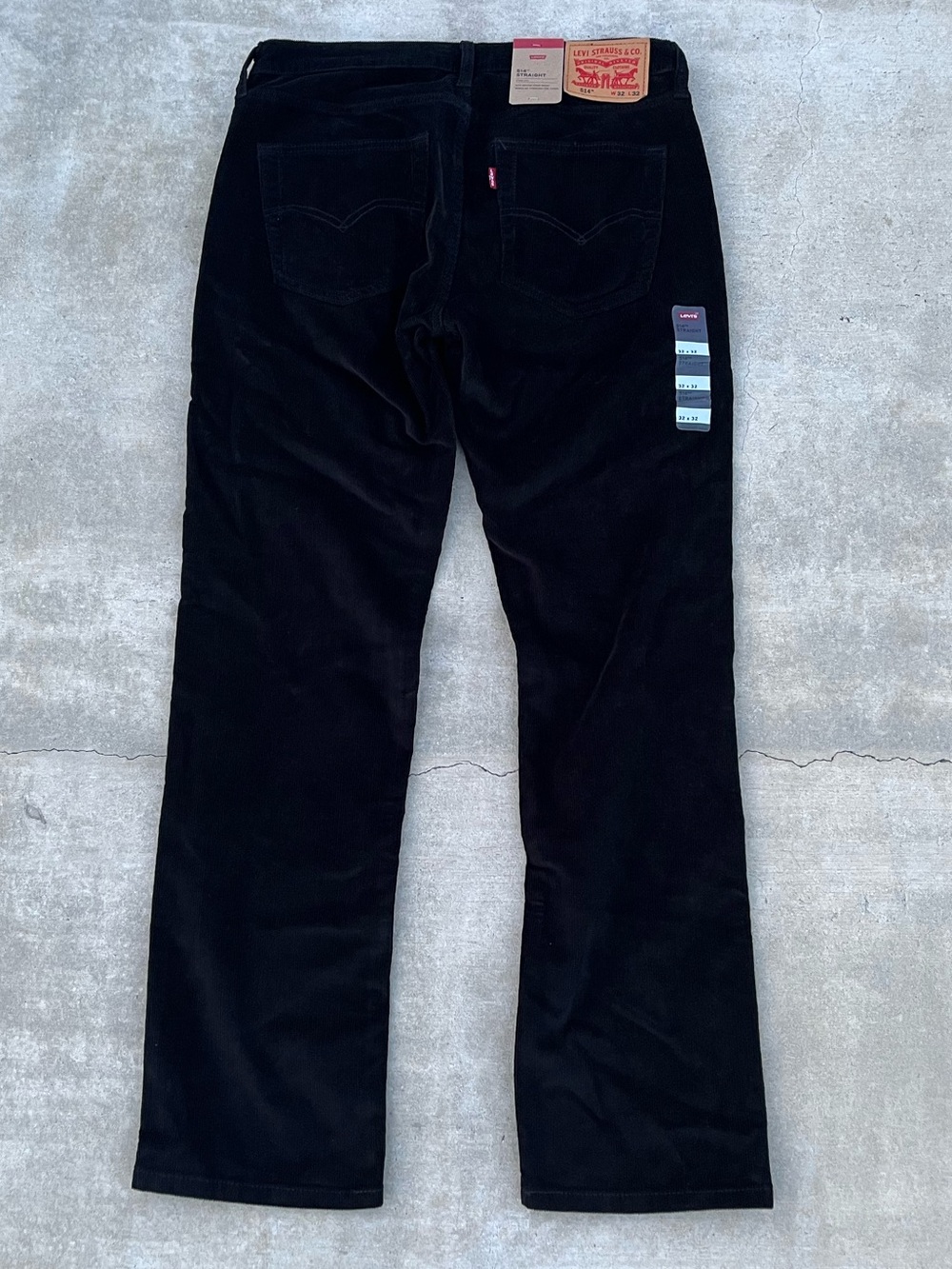 NWT Levis Jeans 514 Black Classic Straight Fit Stretch Corduroy Pants 32 x 32